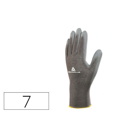 Guantes poliéster talla 7 S gris Deltaplus