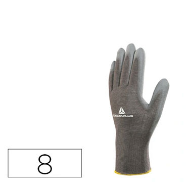 Guantes poliéster talla 8 M gris Deltaplus