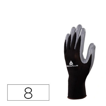 Guantes tejido poliéster talla 8 M negro-gris Deltaplus