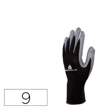 Guantes tejido poliéster talla 9 L negro-gris Deltaplus