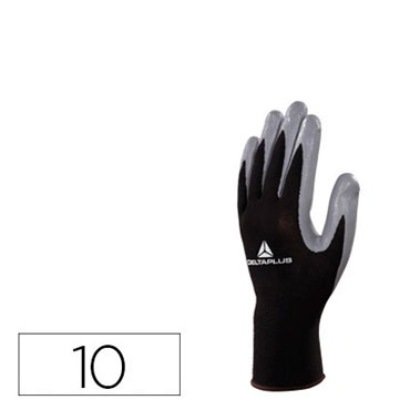 Guantes tejido poliéster talla 10 XLnegro-gris Deltaplus