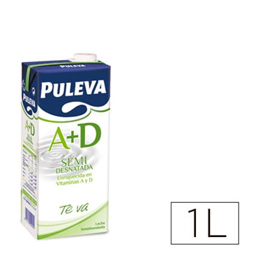 Leche Puleva semidesnatada brik de 1 litro.