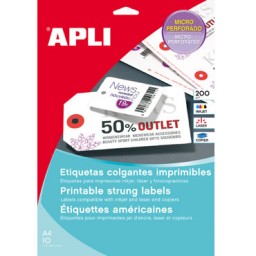 Etiqueta colgante imprimible 2 caras 98x57mm. 10HJ Din A-4 (100U) Apli 10149