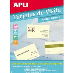 Tarjeta visita 85x54 mm. 320 g/m² blanca mate 20HJ A-4 (100U) Apli