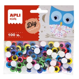 100 ojos móviles redondos color Apli 18255