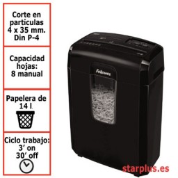 Destructora papel Fellowes 8CD negra uso moderado &4692101