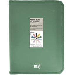 Carpeta anillas con cremallera Like A-4+ verde oscuro Grafoplás 04802922
