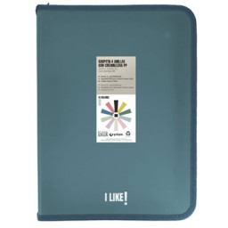 Carpeta anillas con cremallera Like A-4+ azul oscuro Grafoplás 04802932