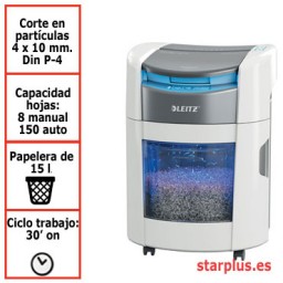 Destructora Leitz IQ Optimax AutoFeed Home Office 150 P4 blanco 80380000