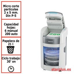 Destructora Leitz IQ Optimax AutoFeed Home Office 200 P5 blanco 80390000