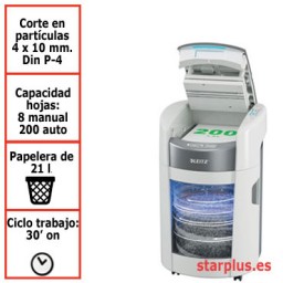 Destructora Leitz IQ Optimax AutoFeed Home Office 200 P4 blanco 80400000