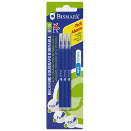 3 recambios bolígrafo borrable azul Bismark 327532