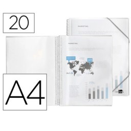 Carpeta 20 fundas espiral A4 transparente Liderpapel 10927