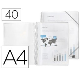 Carpeta 40 fundas espiral A4 transparente Liderpapel 10930