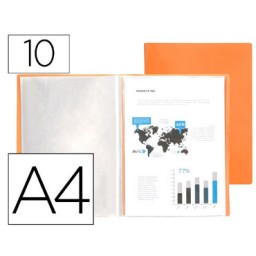 Carpeta 10 fundas A4 naranja flúor Liderpapel 10991
