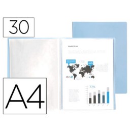 Carpeta 30 fundas A4 celeste opaco Liderpapel 11011