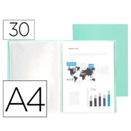 Carpeta 30 fundas A4 verde manzana opaco Liderpapel 11012