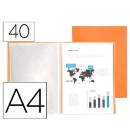 Carpeta 40 fundas A4 naranja flúor Liderpapel 11033