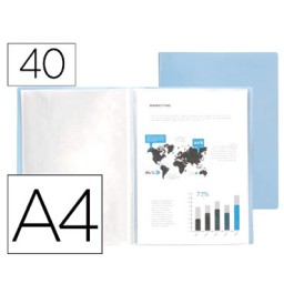 Carpeta 40 fundas A4 celeste opaco Liderpapel 11035