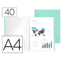 Carpeta 40 fundas A4 verde manzana opaco Liderpapel 11036