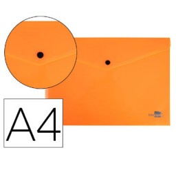 Dossier broche PP Din A-4 naranja flúor Liderpapel 11285