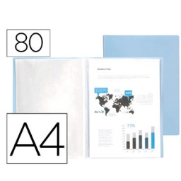 Carpeta 80 fundas A4 celeste opaco Liderpapel 159459