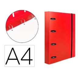 Carpeta con recambio 4 anillas 25 A4 rojo translúcido Liderpapel 160027