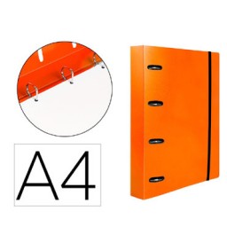 Carpeta con recambio 4 anillas 25 A4 naranja Liderpapel 160030