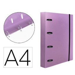 Carpeta con recambio 4 anillas 25 A4 lavanda Liderpapel 160031
