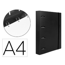 Carpeta con recambio 4 anillas 40 A4 negra Liderpapel 160034