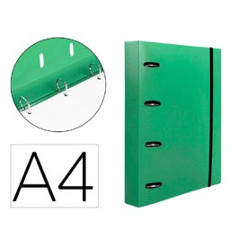 Carpeta con recambio 4 anillas 40 A4 verde translúcido Liderpapel 160038
