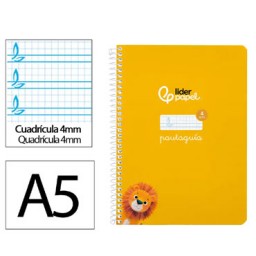 Cuaderno Pautaguía A5 pauta 4mm. amarillo Liderpapel 171728