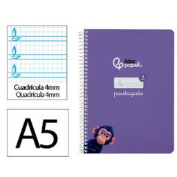 Cuaderno Pautaguía A5 pauta 4mm. lila Liderpapel 171730
