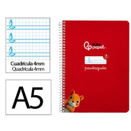 Cuaderno Pautaguía A5 pauta 4mm.rojo Liderpapel 171732