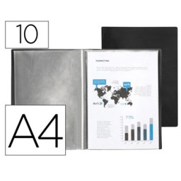 Carpeta 10 fundas A4 negro opaco Liderpapel 23028
