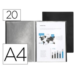 Carpeta 20 fundas A4 negro opaco Liderpapel 23032