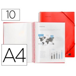 Carpeta 10 fundas espiral A4 roja Liderpapel 53806