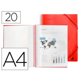 Carpeta 20 fundas espiral A4 roja Liderpapel 53810
