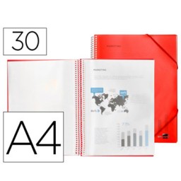 Carpeta 30 fundas espiral A4 roja Liderpapel 53814