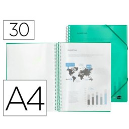 Carpeta 30 fundas espiral A4 verde Liderpapel 53815