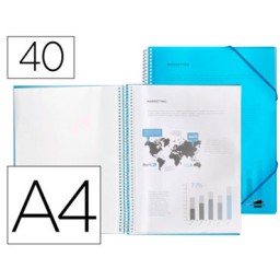 Carpeta 40 fundas espiral A4 azul Liderpapel 53817