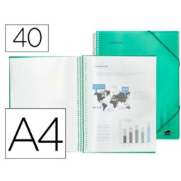 Carpeta 40 fundas espiral A4 verde Liderpapel 53819