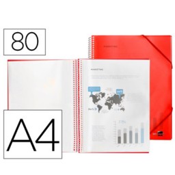 Carpeta 80 fundas espiral A4 roja Liderpapel 54433