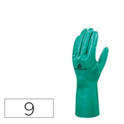 Guantes nitrilo flocado algodón talla 9 L verde Deltaplus