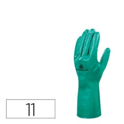 Guantes nitrilo flocado algodón talla 11 XXL verde Deltaplus