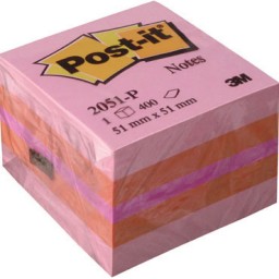 Cubo 400 notas Post-it rosas 51x51 mm.  2051-P