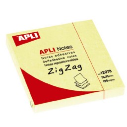 BL100 notas adhesivas amarillas zig-zag 75x75 Apli 12078